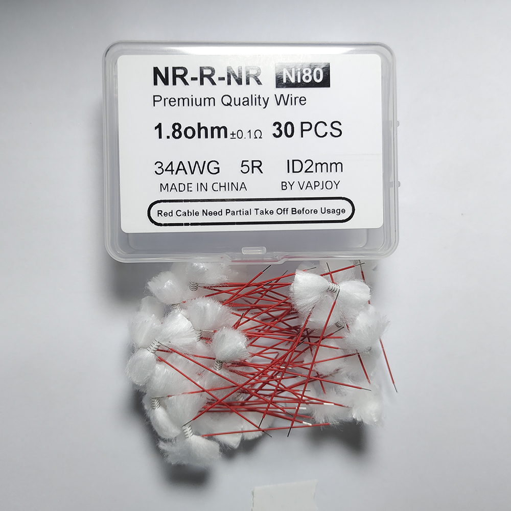 Coil Building Kit - 30pcs/pack NR-R-NR Wrapped Red Cable Nichrome